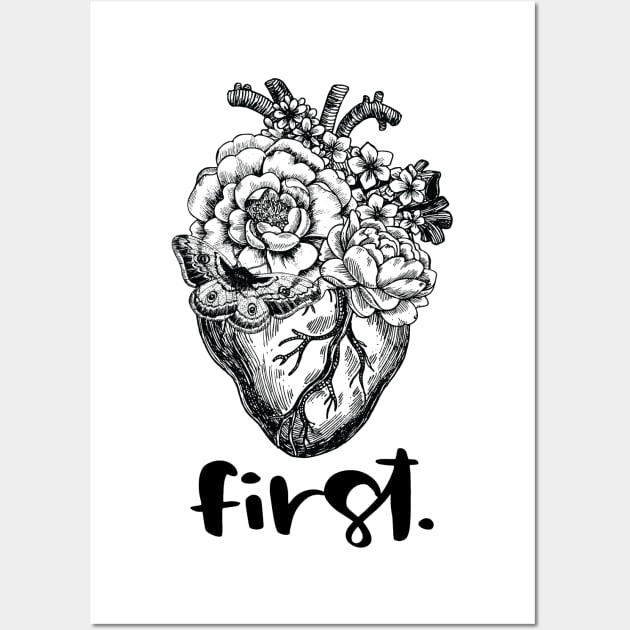 Heart First Wall Art by QuantumTees